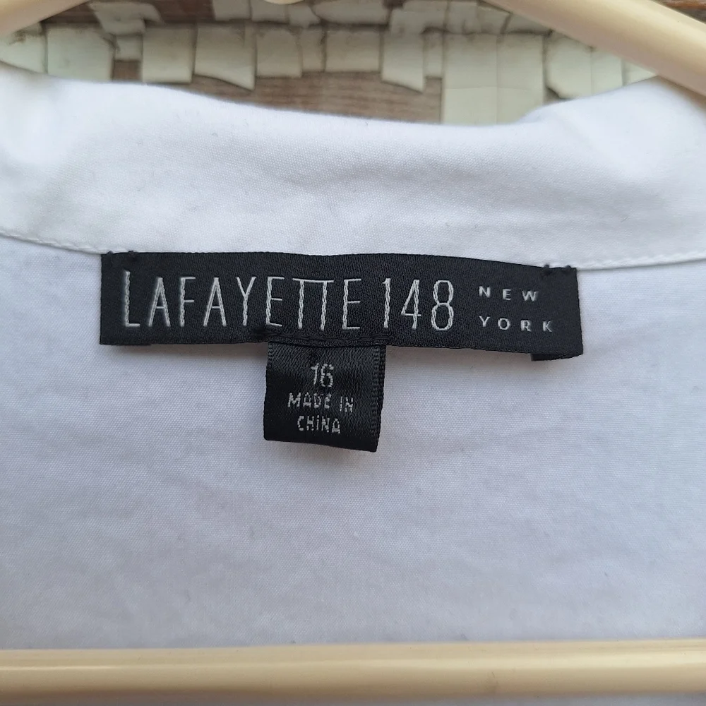 Lafayette 148 New York White Button-Down Shirt Size 16 - Picture 5 of 6